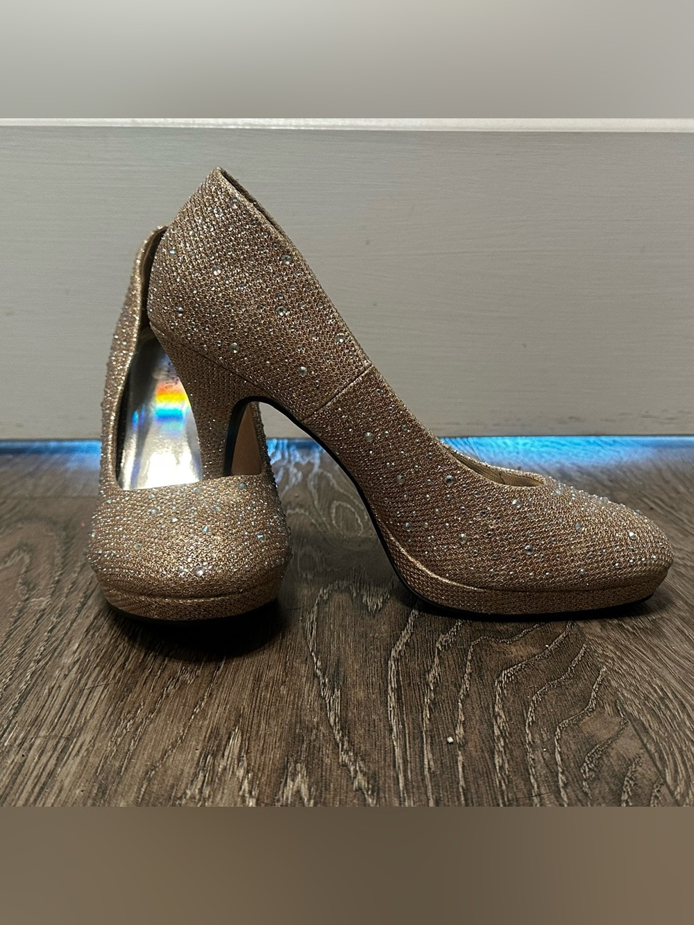Sparkle Platform Pumps in Rose Gold - Women's Evening Heels